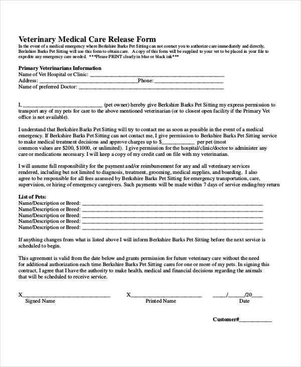 FREE 21 Sample Emergency Release Forms In PDF MS Word