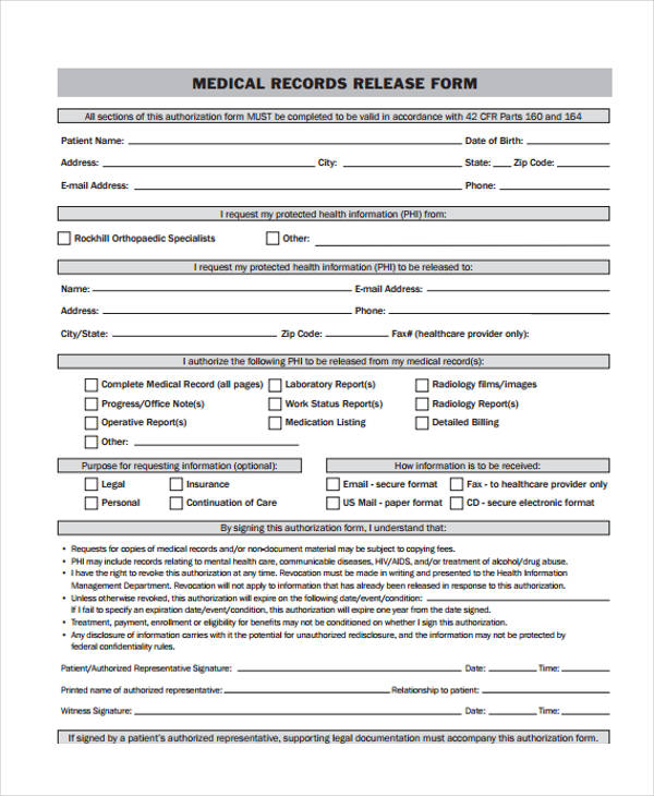 FREE 26 Medical Release Form Templates In PDF MS Word Excel