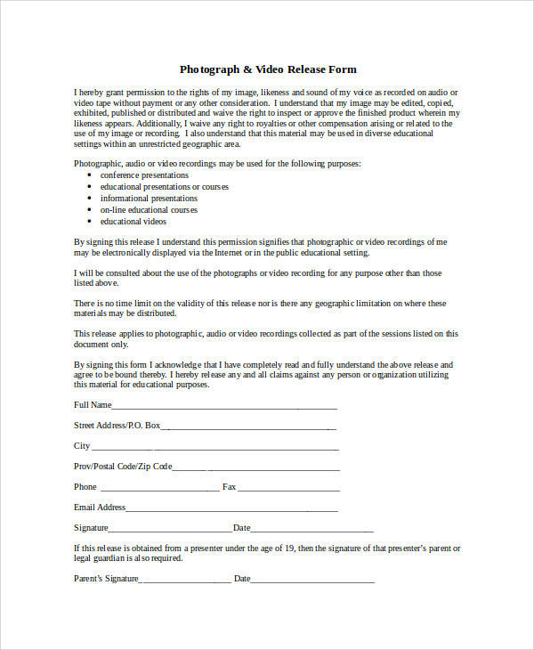 FREE 26 Release Forms In MS Word