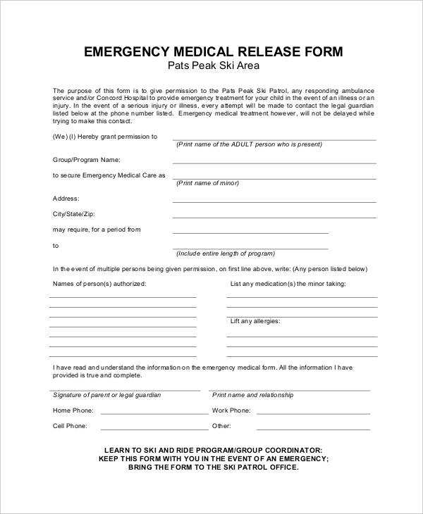 FREE 27 Printable Medical Release Forms In PDF Excel MS Word