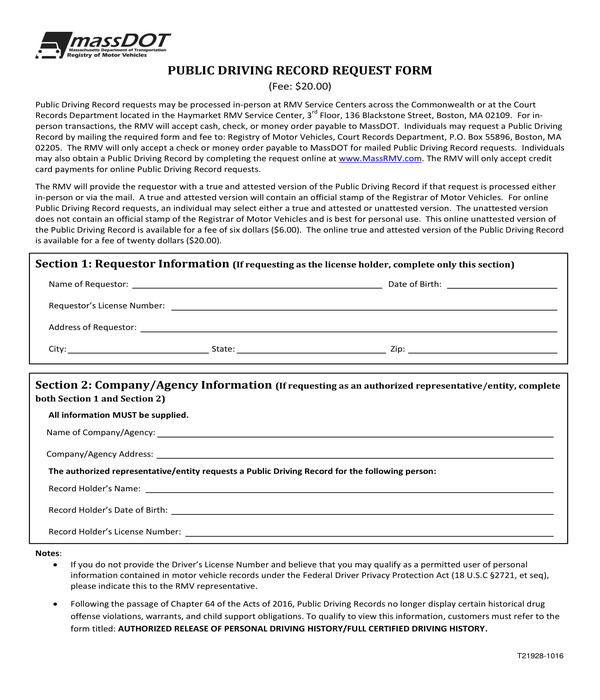 FREE 5 Driver Record Request Forms In PDF