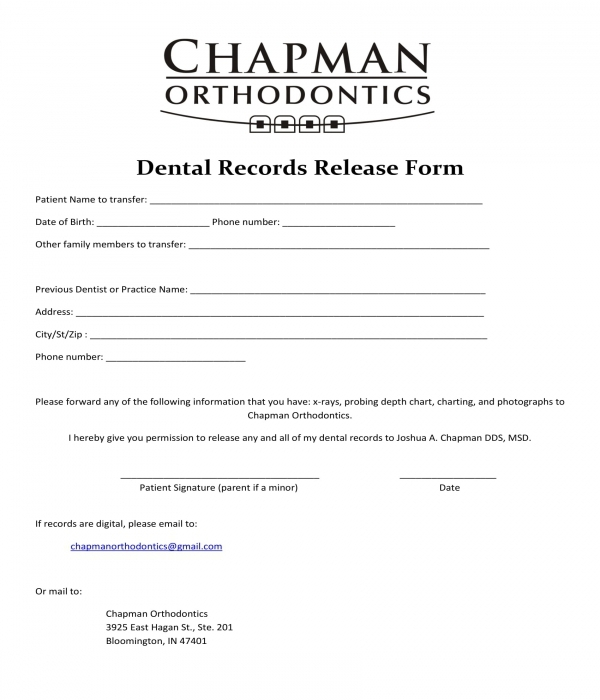 FREE 6 Dental Records Release Forms In PDF MS Word