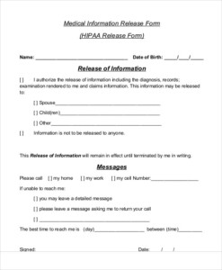 FREE 7 Sample Medical Information Release Forms In MS Word PDF