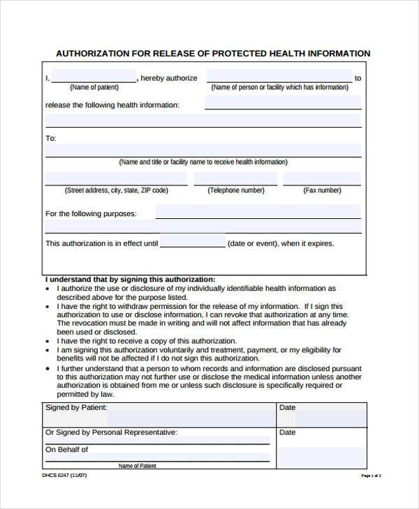 FREE 8 HIPAA Release Forms In PDF MS Word