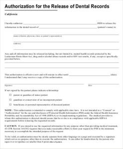 FREE 8 Sample Dental Records Release Forms In MS Word PDF