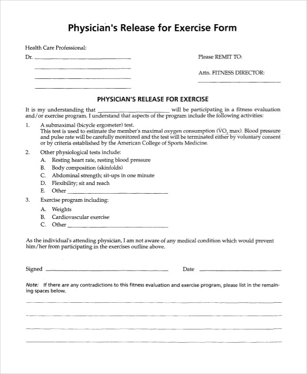 FREE 9 Sample Physician Release Forms In MS Word PDF