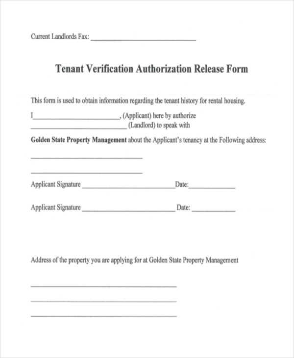 FREE 9 Sample Tenant Verification Forms In PDF Word