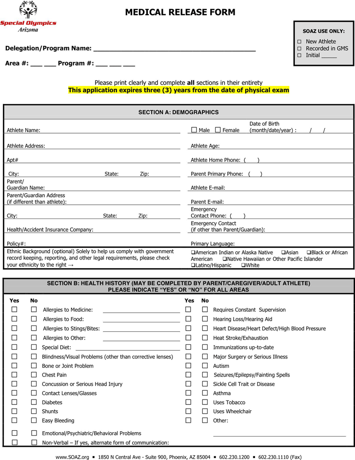 Free Arizona Medical Release Form PDF 268KB 3 Page s 