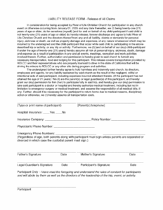 Free California Liability Release Form Release Of All Claims Form