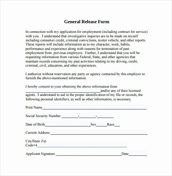 Free General Release Form Template Awesome 10 Sample General Release 