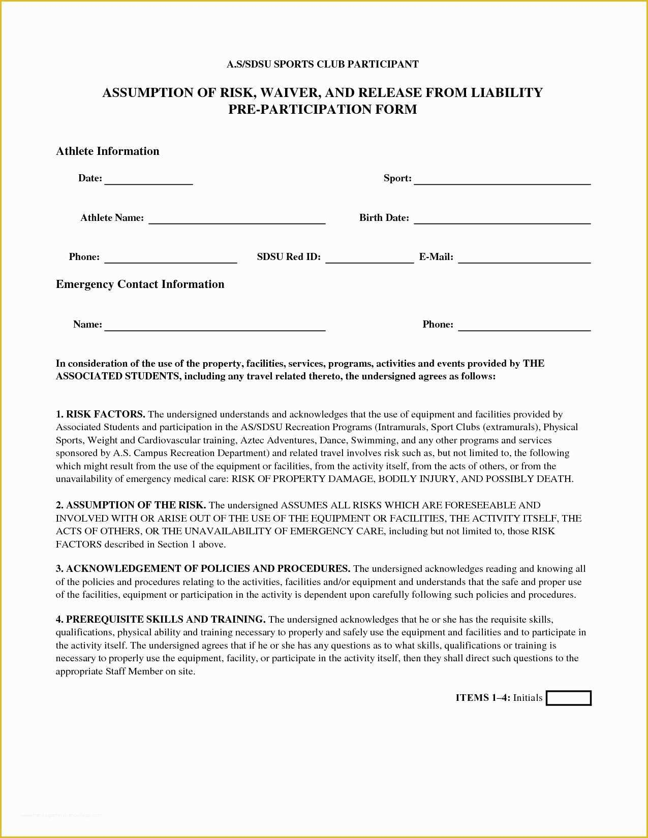 Free General Release Form Template Of Generic Liability Waiver And