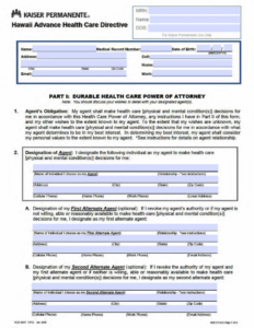 Free Hawaii Advance Directive Form Medical POA Living Will PDF