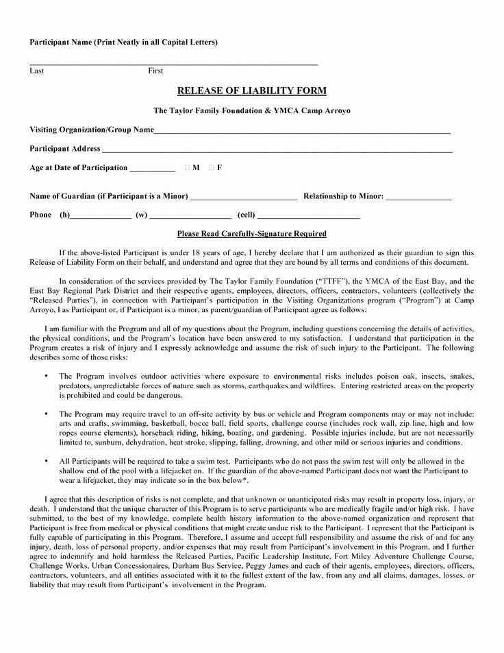 Free Liability Release Form Template Luxury Release Liability Template 