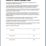 Free Liability Waiver Form Template Free Addictionary Injury