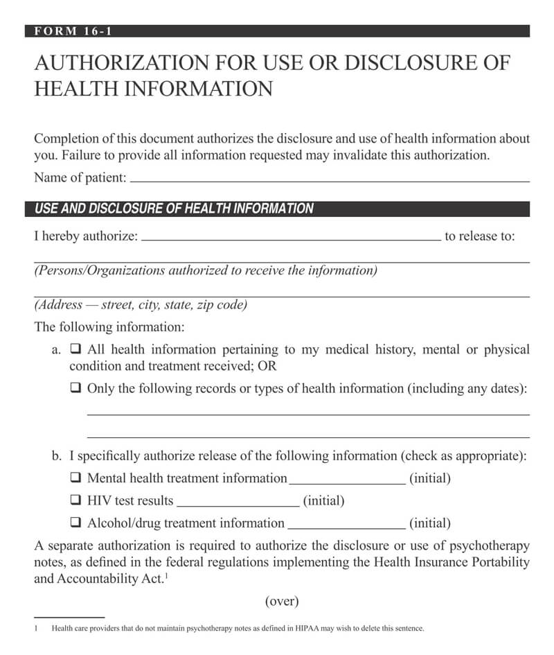Free Medical Records Release Authorization Forms HIPAA 