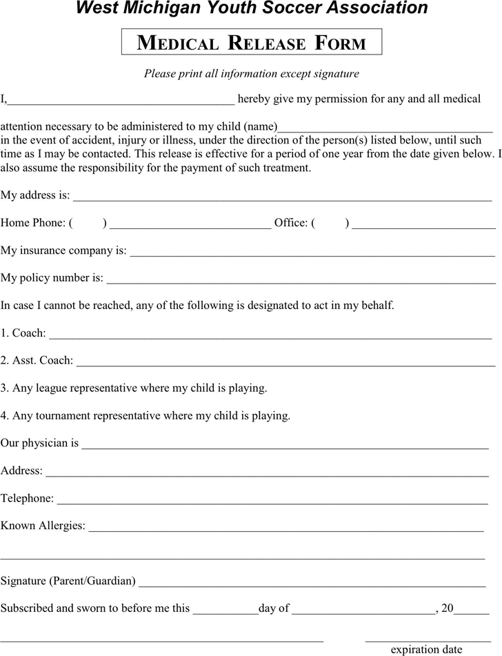 Free Michigan Medical Release Form PDF 16KB 1 Page s 