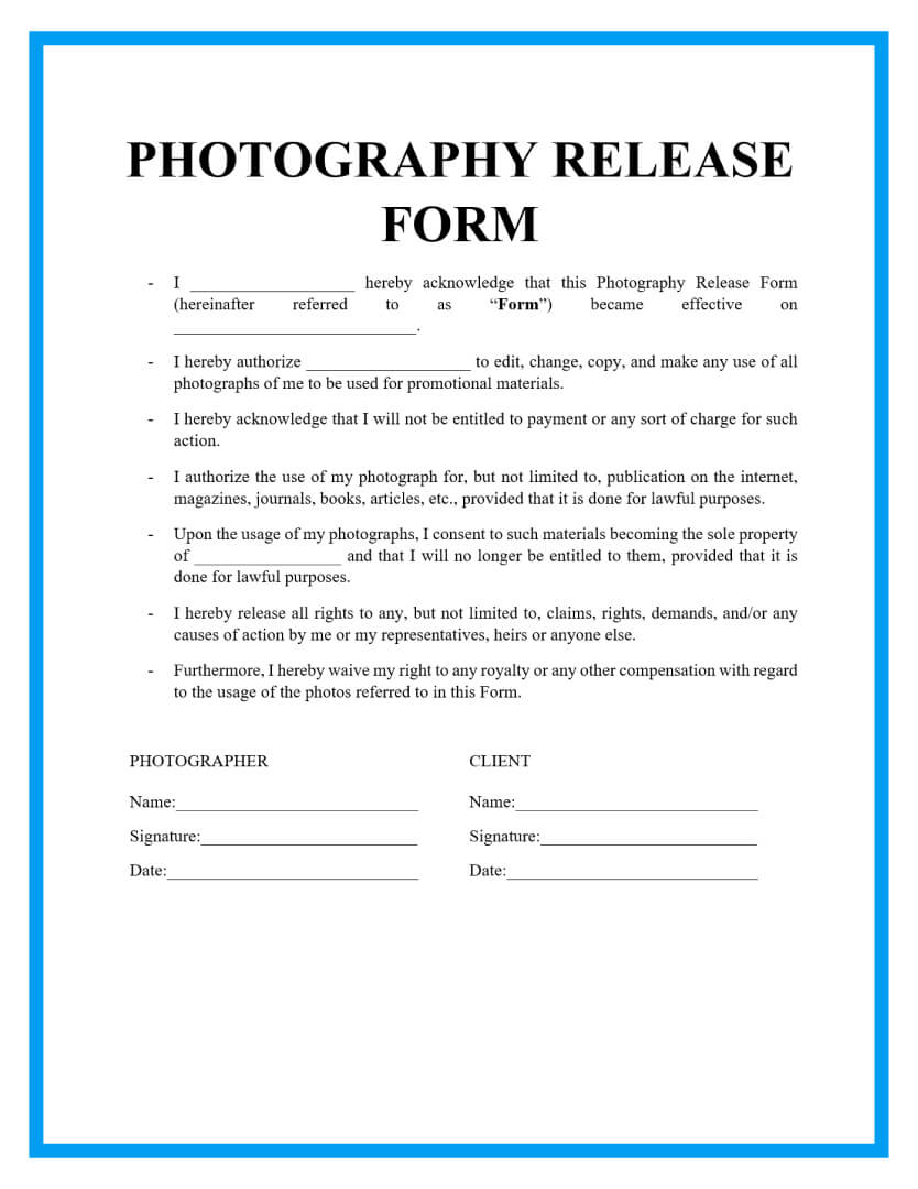 Free Photography Release Form Template
