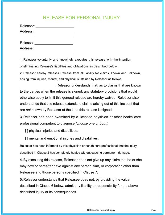 Free Printable Injury Form Templates Word PDF 
