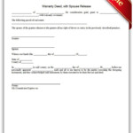 Free Printable Warranty Deed With Spouse Release Form GENERIC