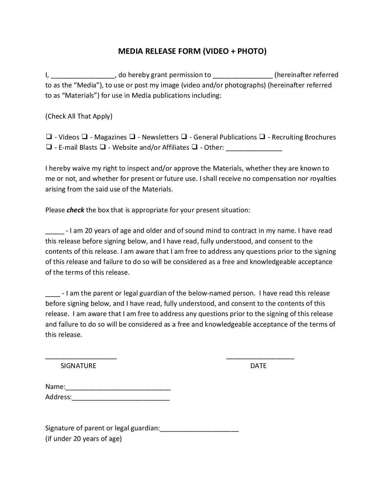 FREE Release Of Liability Agreement Forms Sampleforms