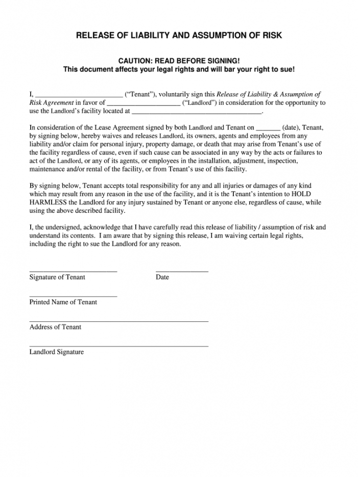 Free Release Of Liability Form Fill Out And Sign Printable Pdf Template 