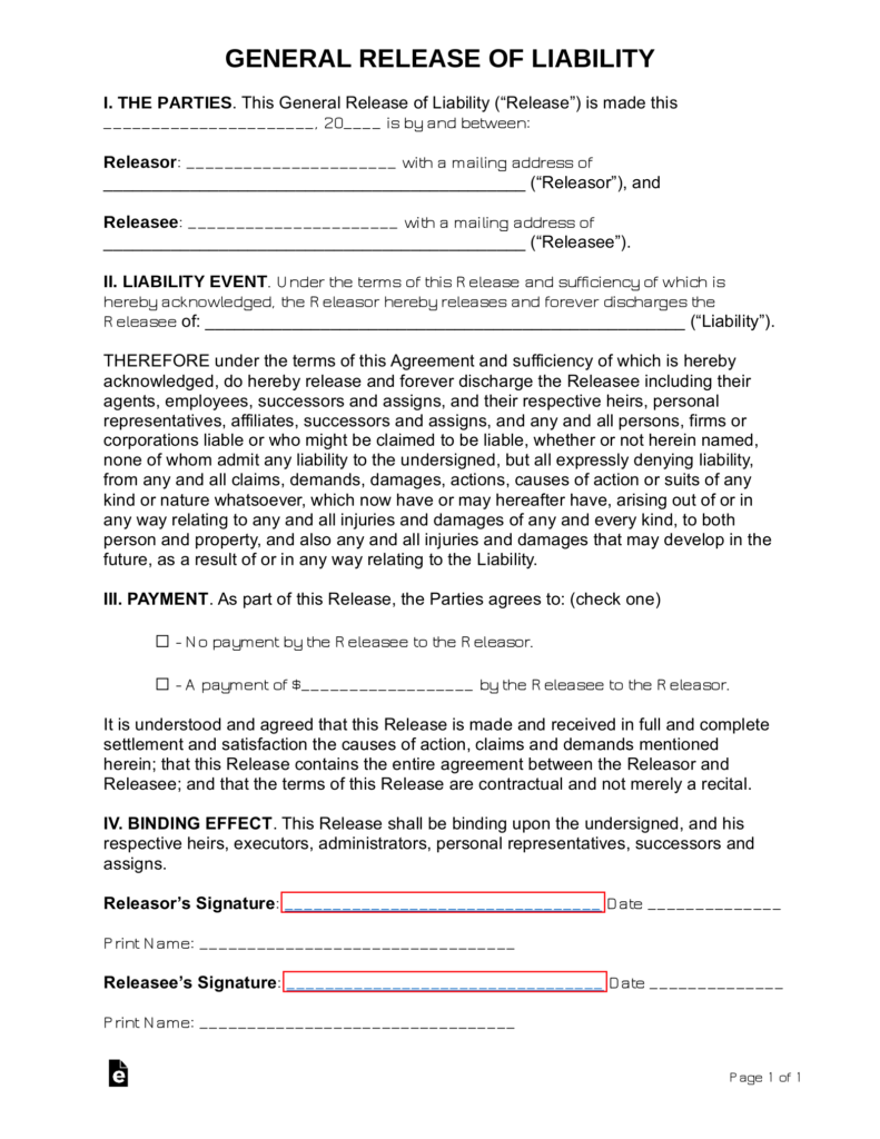 Free Release Of Liability Template Hold Harmless Indemnity 