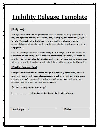 General Release Form Template Lovely Free Printable Liability Release