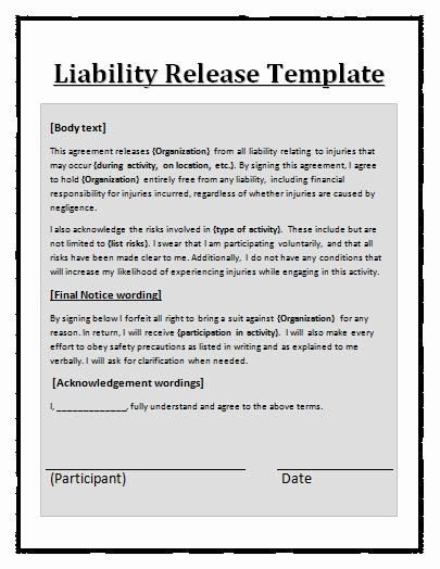 General Release Form Template Lovely Free Printable Liability Release 