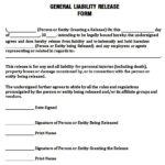 General Release Of Liability Form Template Liability Liability