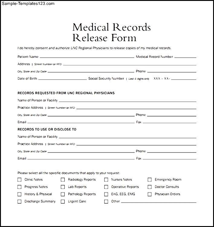 Generic Medical Records Release Form Medical Records Letter Example 