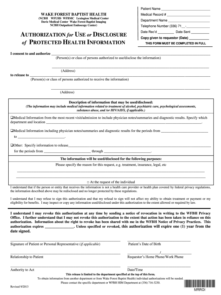 Health Medical Authorization Information Fill Online Printable 