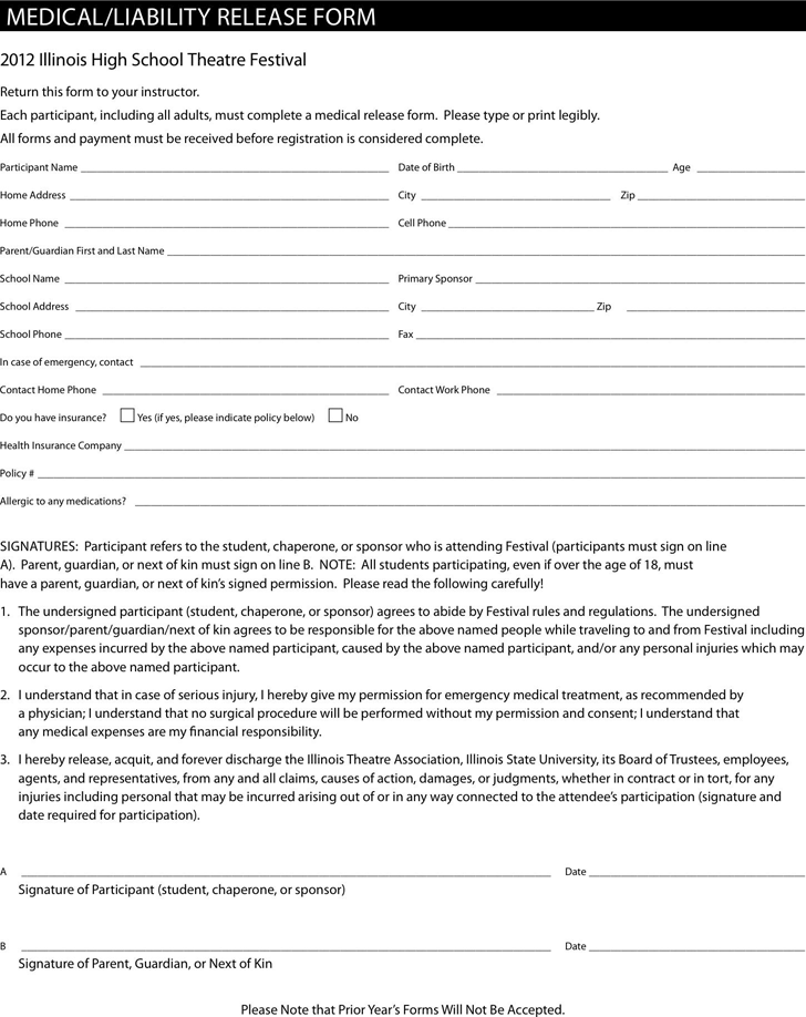 Illinois Medical Release Form Download The Free Printable Basic Blank 