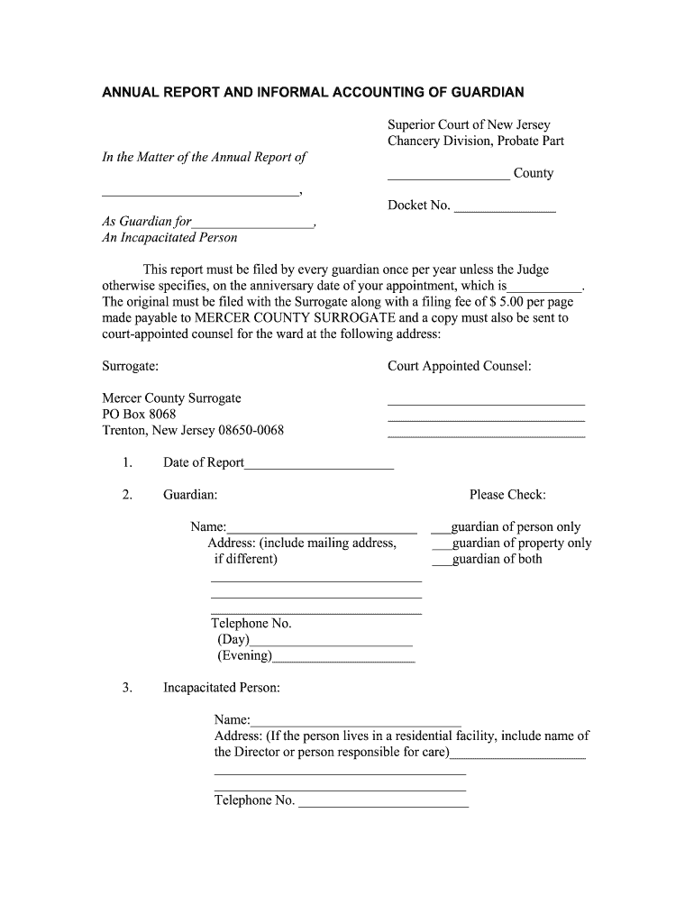 Informal Estate Accounting Form Nj Fill Online Printable Fillable