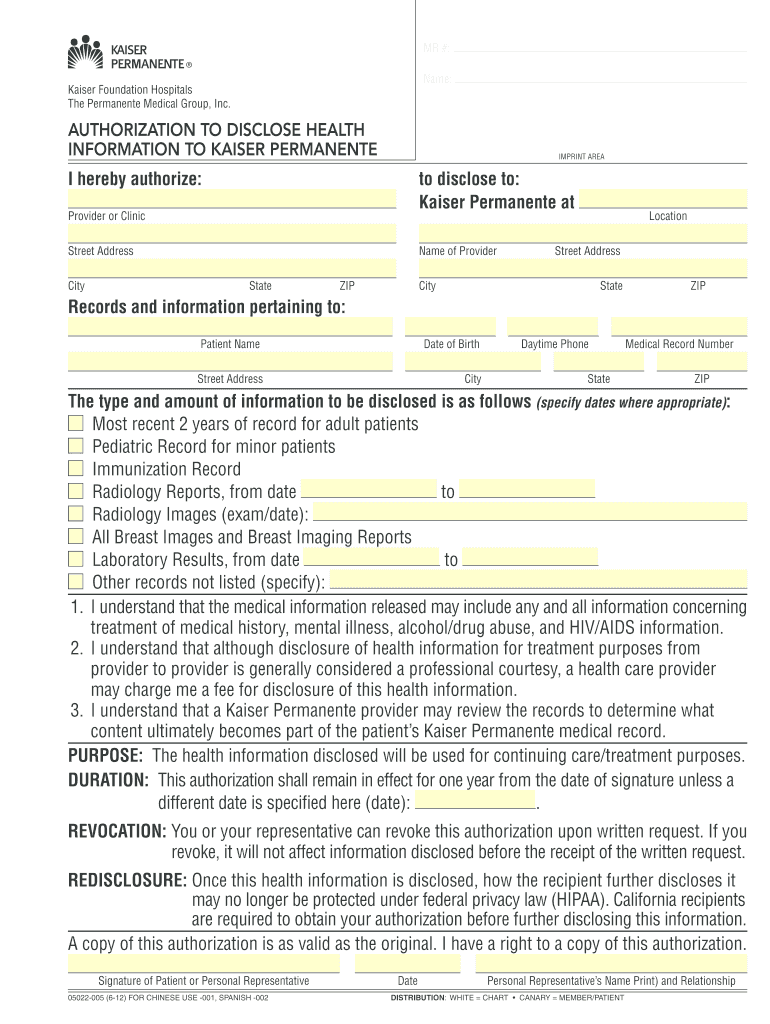 Kaiser Immunization Records Fill Out And Sign Printable PDF Template 