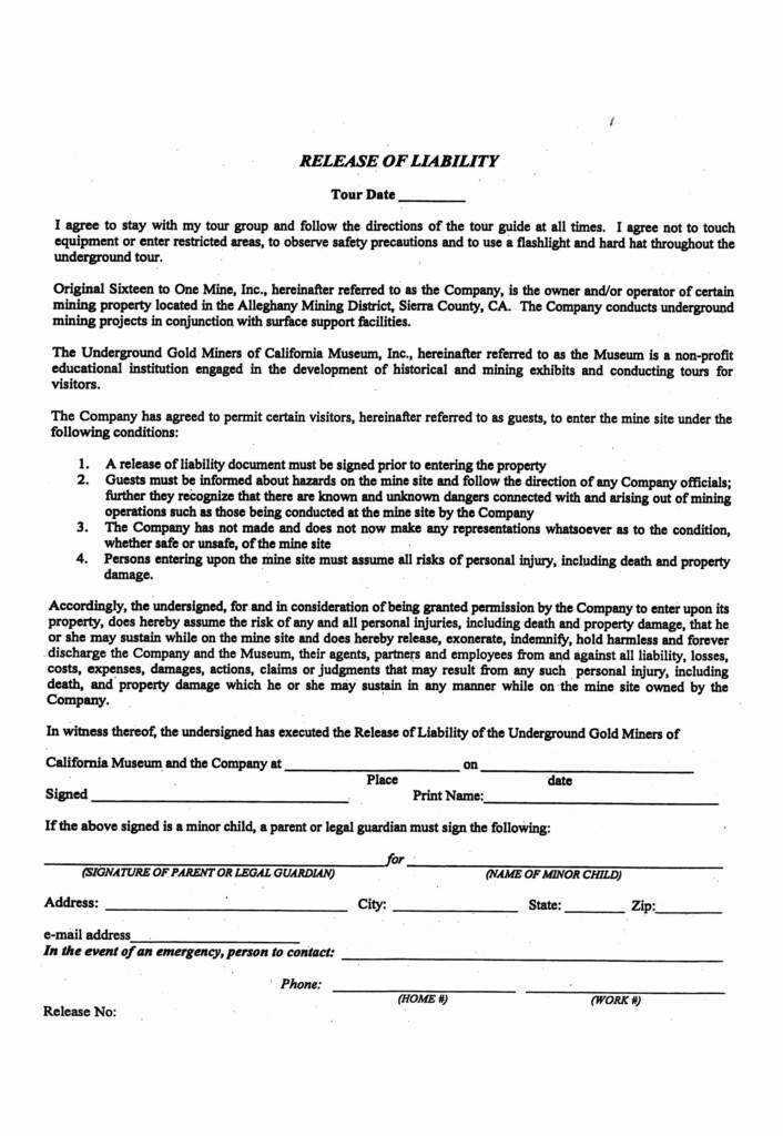 Liability Form Template Free Luxury Liability Release Form Template 
