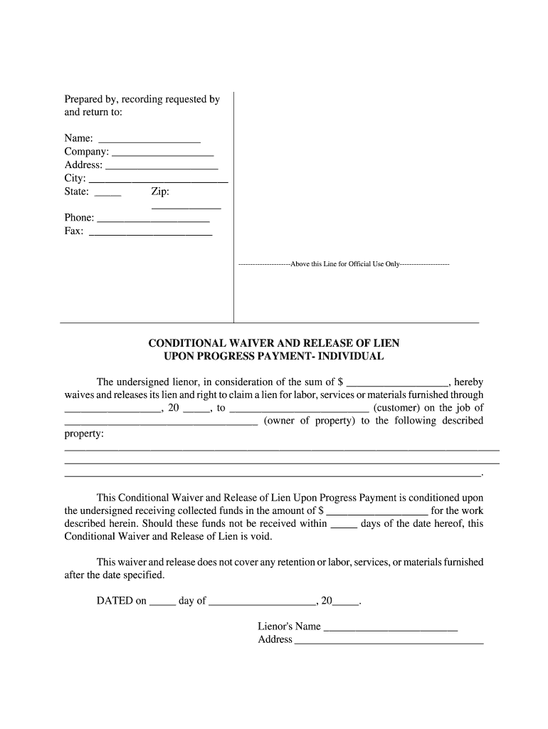 Lien Release Form Fill Online Printable Fillable Blank PdfFiller