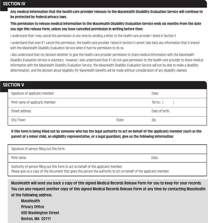 Massachusetts Medical Records Release Form Download Free Printable 