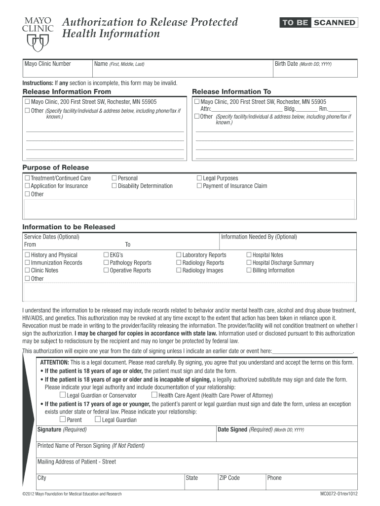 Mayo Clinic Record Pdf Fill Out And Sign Printable PDF Template SignNow