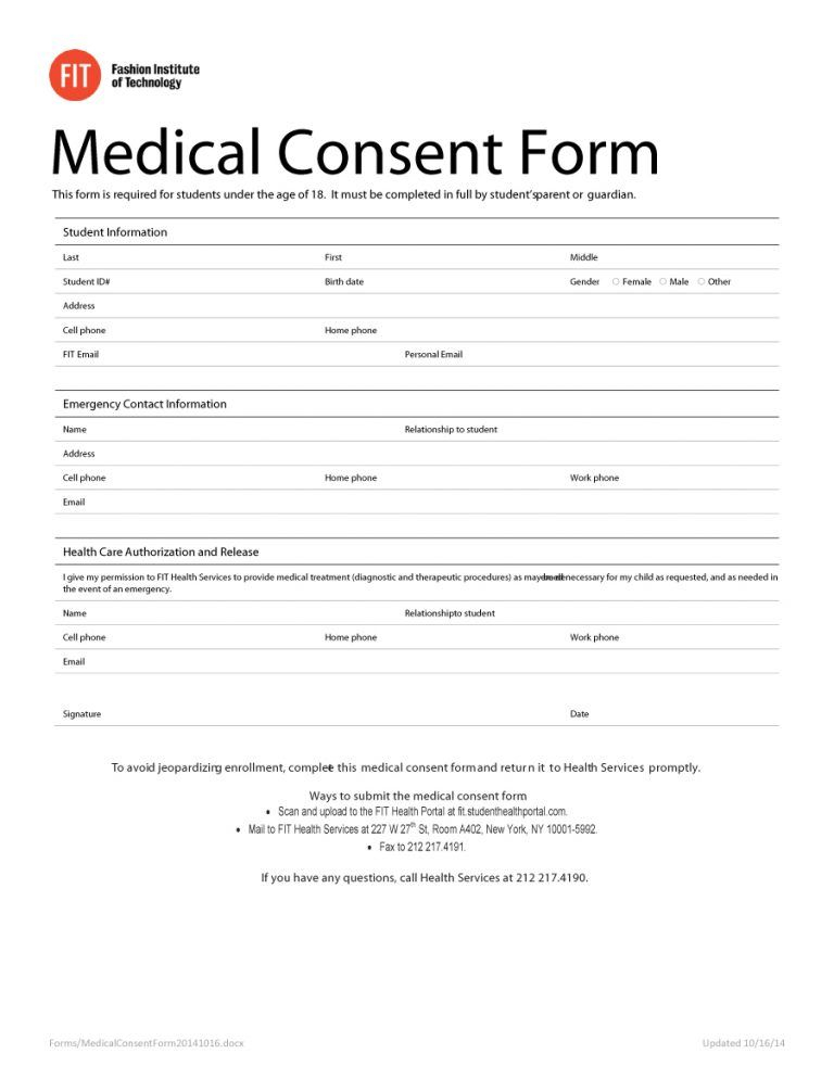 Medical Consent Form 09 Consent Forms Template Printable Student