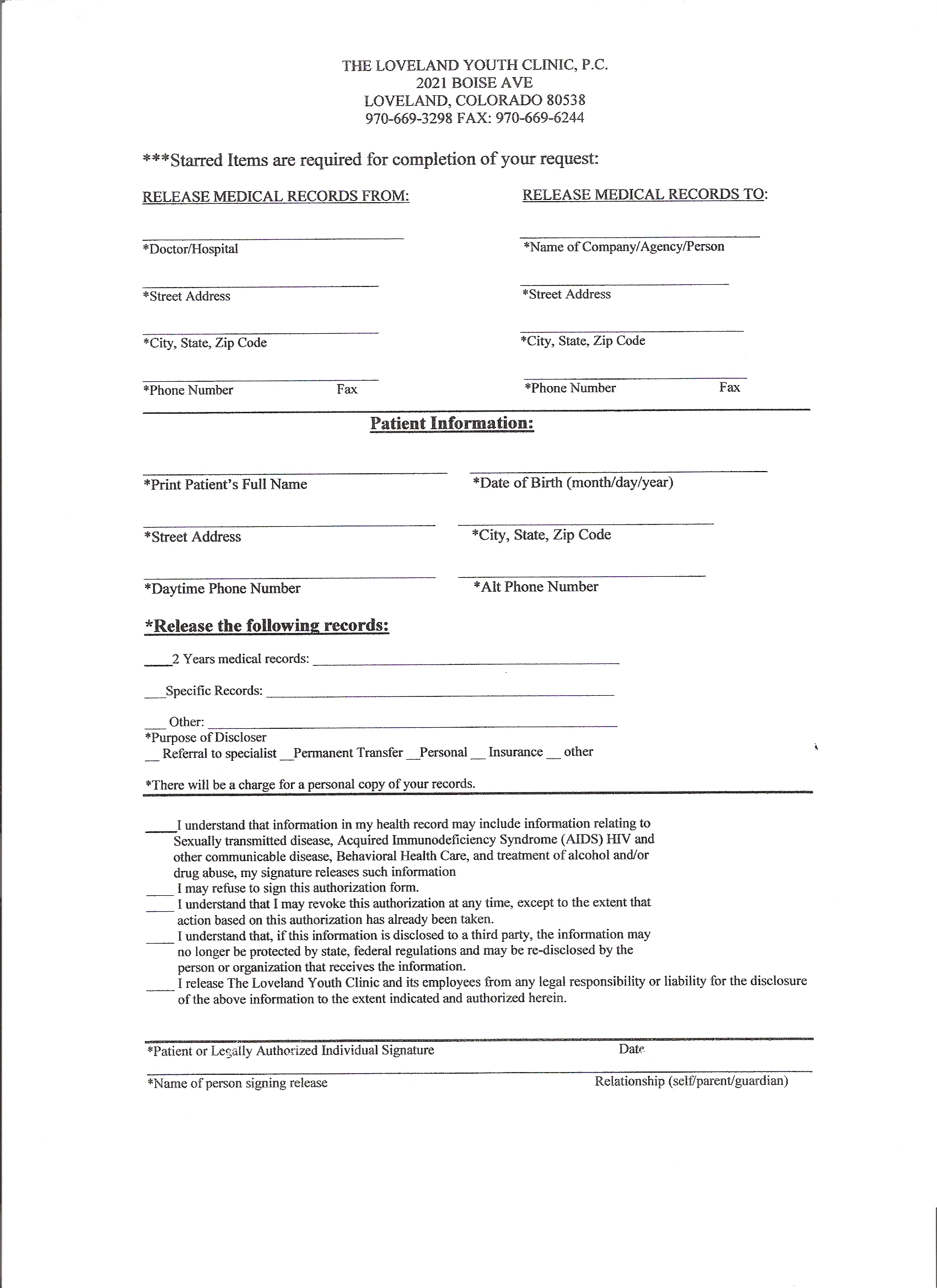 Medical Records Release Form Templates Free Printable