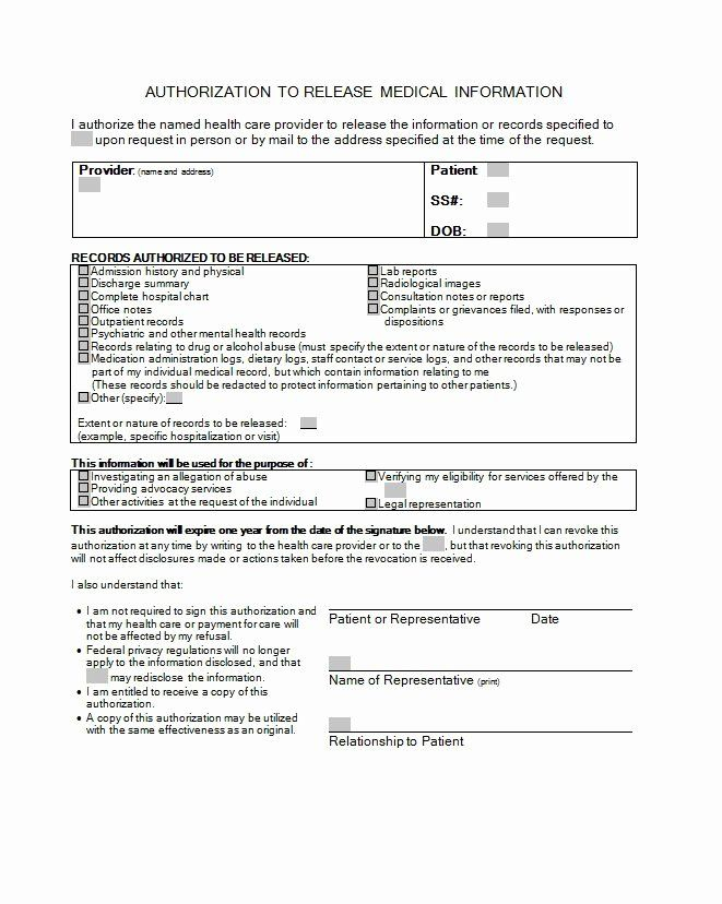 Medical Release Form Template Unique 30 Medical Release Form Templates 