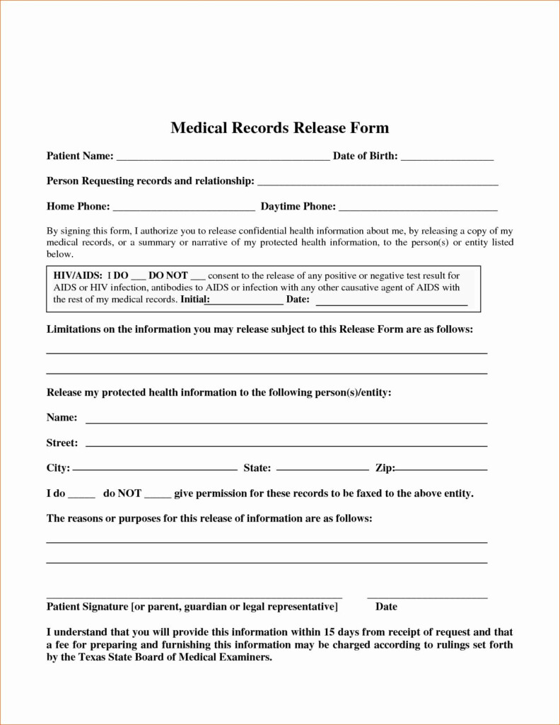 Medical Release Form Template Unique 7 Blank Medical Records Release 