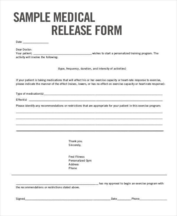 Medical Release Form Template Very Good Sample Medical Release Form 11 