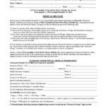 Medical Release Liability Release Permission Slip Form Printable Pdf