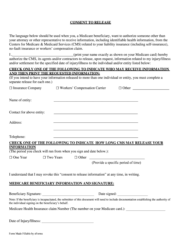 Medicare Consent To Release Medical Records Form Fill Out And Sign 