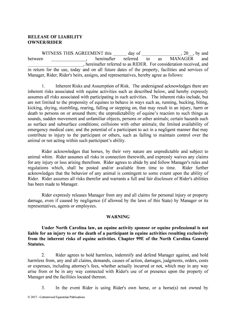 Nc Liability Form Fill Online Printable Fillable Blank PDFfiller