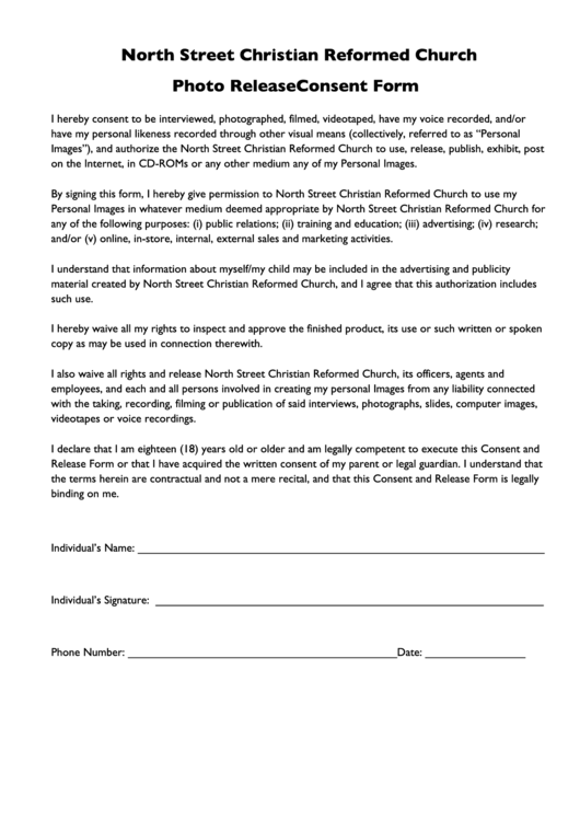 Church Release Form Template 3658