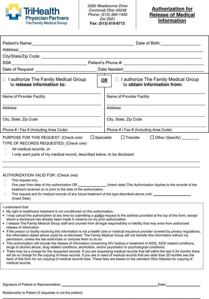 Ohsu Medical Information Release Form