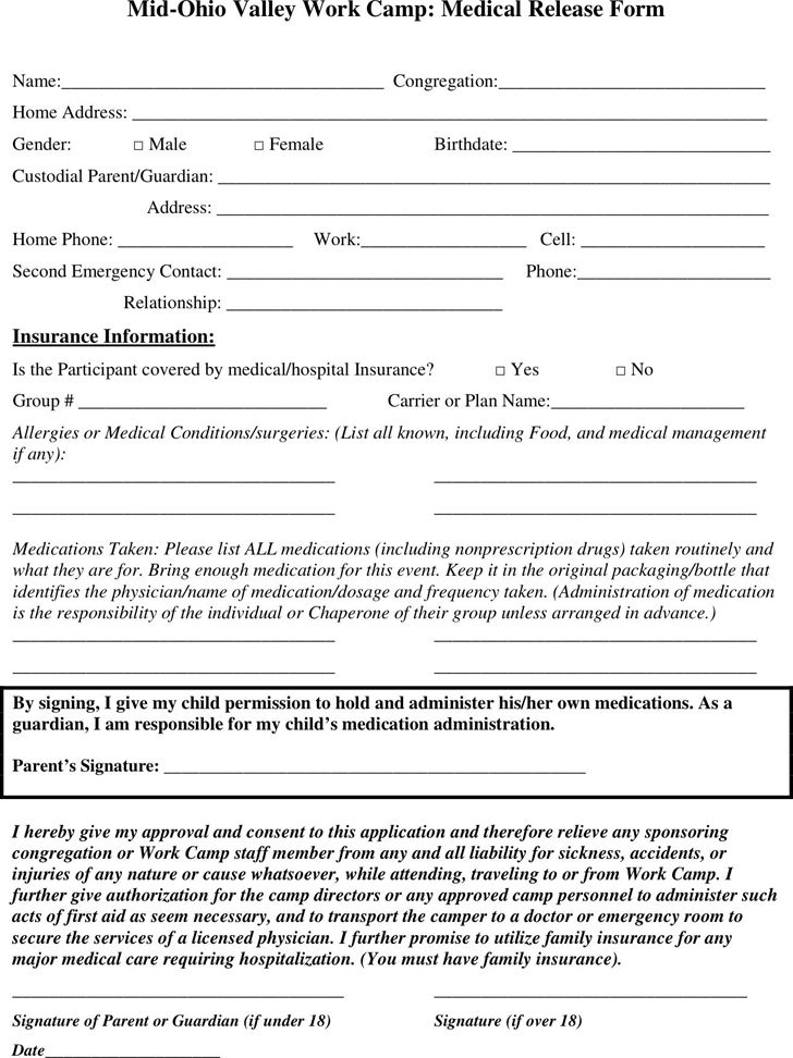 Ohio Medical Release Form Download Free Printable Blank Legal Medical 