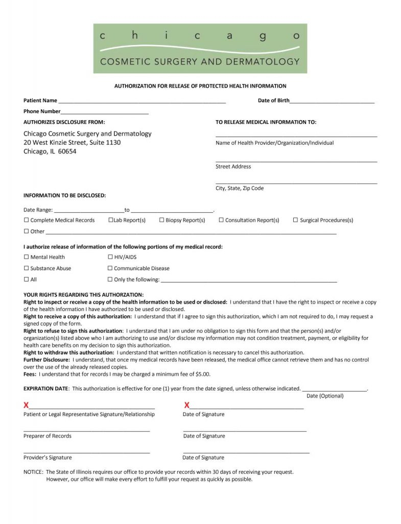 Patient Forms Chicago Cosmetic Surgery And Dermatology